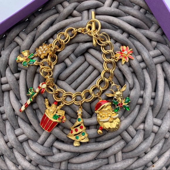 Jewelry | Gold Christmas Charm Bracelet | Poshmark